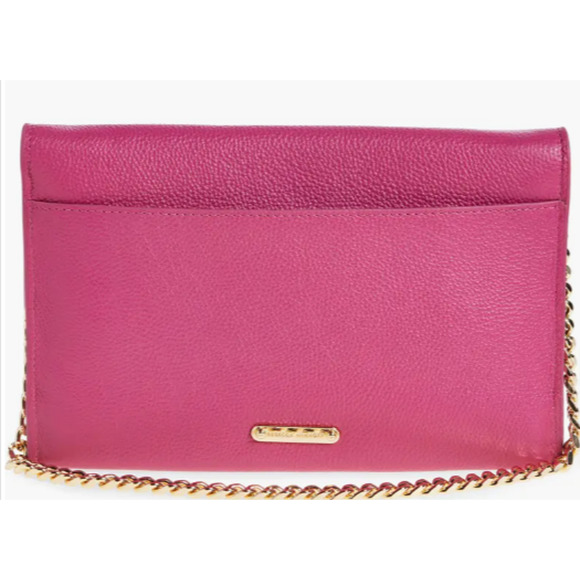 Rebecca Minkoff Lou Leather Clutch on Chain Pink NEW MSRP $259 - Picture 2 of 6